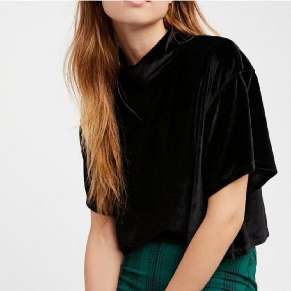 We the Free Black Velvet Top